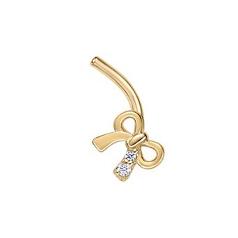 Lila Moon 14k Gold Cubic Zirconia Bow Curved Nose Stud