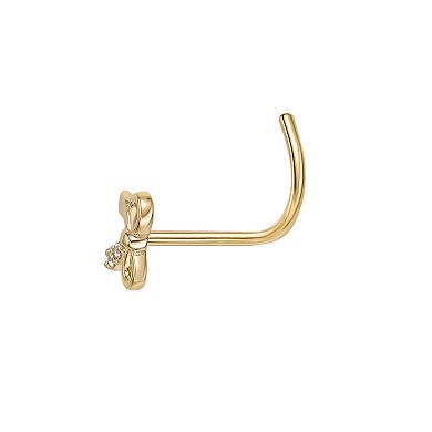 Lila Moon 14k Gold Cubic Zirconia Bow Curved Nose Stud