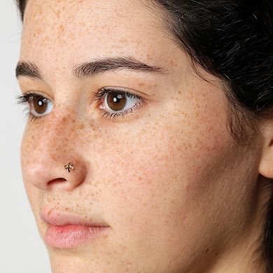 Lila Moon 14k Gold Cubic Zirconia Bow Curved Nose Stud