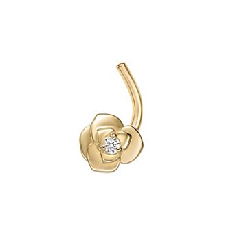 Lila Moon 14k Gold Cubic Zirconia Rose Curved Nose Stud