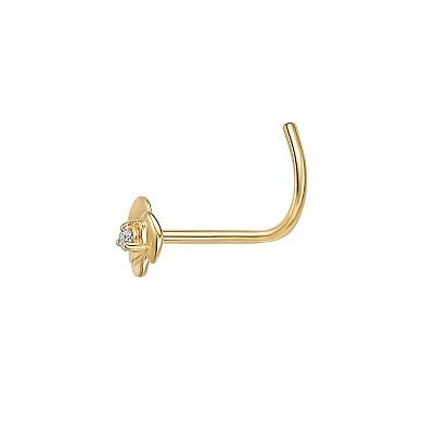 Lila Moon 14k Gold Cubic Zirconia Rose Curved Nose Stud