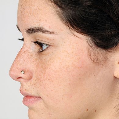 Lila Moon 14k Gold Cubic Zirconia Rose Curved Nose Stud