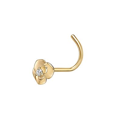 Lila Moon 14k Gold Cubic Zirconia Rose Curved Nose Stud