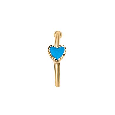 Lila Moon 14k Blue Enamel Heart Open Hoop Nose Ring