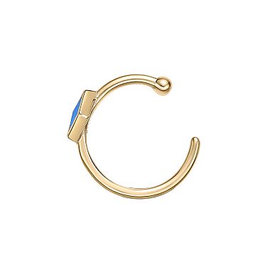 Lila Moon 14k Blue Enamel Heart Open Hoop Nose Ring