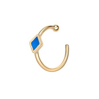 Lila Moon 14k Gold Blue Enamel Open-Hoop Nose Ring
