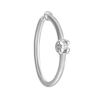 Lila Moon 14k White Gold Diamond Accent Hoop Nose Ring