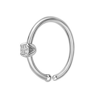Lila Moon 14k White Gold Diamond Accent Hoop Nose Ring