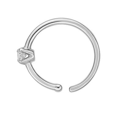 Lila Moon 14k White Gold Diamond Accent Hoop Nose Ring