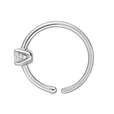 Lila Moon 14k White Gold 2 mm Cubic Zirconia Hoop Nose Ring