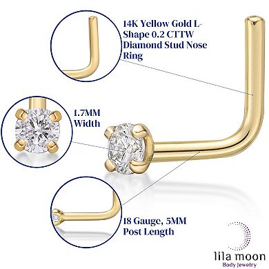 Lila Moon 14k Gold L-Shaped Diamond Accent Stud