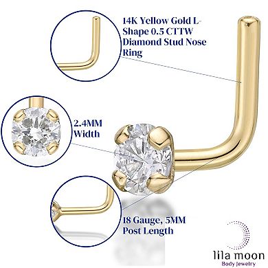 Lila Moon 14k Gold L-Shaped Diamond Accent Stud