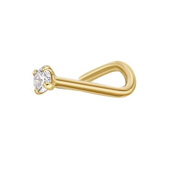 Lila Moon 14k Gold Diamond Accent 18 Gauge Curved Nose Ring Stud