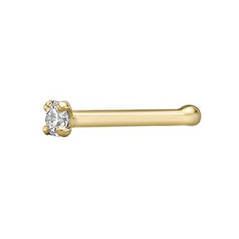 Lila Moon 14k Gold Diamond Accent 18 Gauge Straight Nose Ring Stud