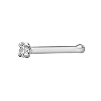 Lila Moon 14k Gold Diamond Accent 18 Gauge Straight Nose Ring Stud