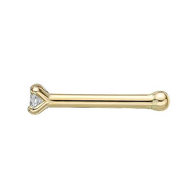 Lila Moon 14k Gold Diamond Accent 18 Gauge Straight Nose Ring Stud