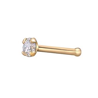 Lila Moon 14k Gold Diamond Accent 18 Gauge Straight Nose Ring Stud
