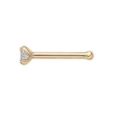 Lila Moon 14k Gold Diamond Accent 18 Gauge Straight Nose Ring Stud