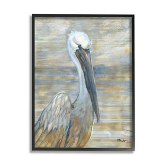 Stupell Home Decor Coastal Pelican Abstract Framed Wall Art