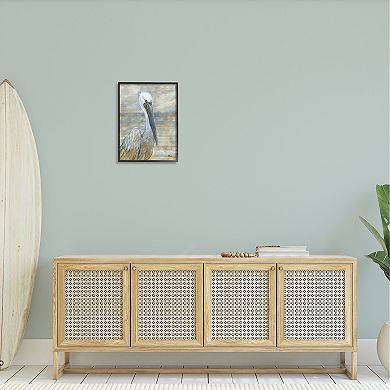 Stupell Home Decor Coastal Pelican Abstract Framed Wall Art