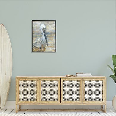 Stupell Home Decor Coastal Pelican Abstract Framed Wall Art