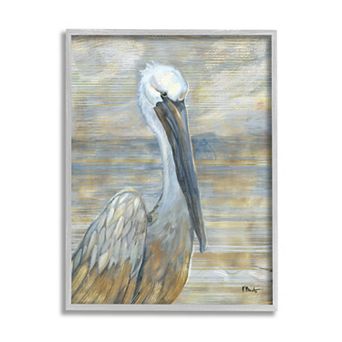 Stupell Home Decor Coastal Pelican Abstract Framed Wall Art