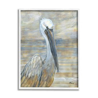 Stupell Home Decor Coastal Pelican Abstract Framed Wall Art
