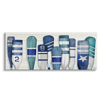 Stupell Home Decor Port Oars Nautical Blue Patterns Canvas