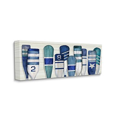 Stupell Home Decor Port Oars Nautical Blue Patterns Canvas