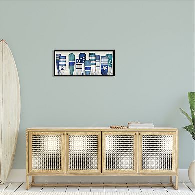Stupell Home Decor Port Oars Nautical Blue Patterns Framed Wall Art