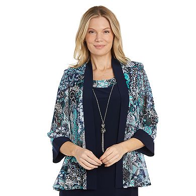 Women's R&M Richards 2-Piece Mesh & Jersey Jacket & Dress Set