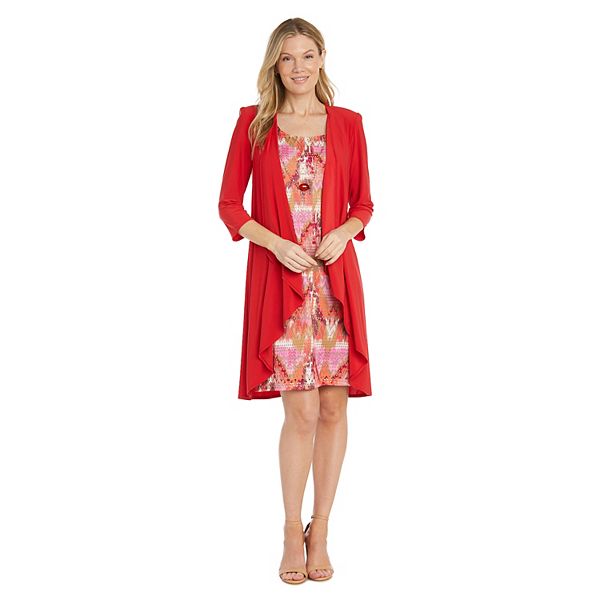 Women's R&M Richards 2Piece Printed Crochet Jacket & Dress Set