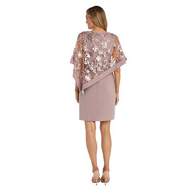 Women's R&M Richards Sequin Floral Lace Poncho Dress