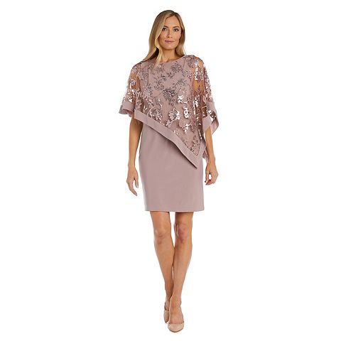 Женские платья R&M Women's R&M Richards Sequin Floral Lace Poncho Dress