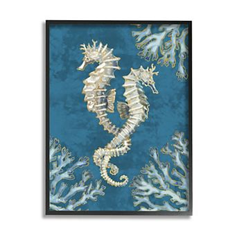 Stupell Home Decor Intertwined Seahorses Playa Framed Wall Art