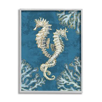 Stupell Home Decor Intertwined Seahorses Playa Framed Wall Art