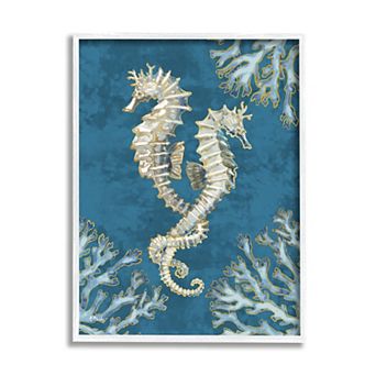 Stupell Home Decor Intertwined Seahorses Playa Framed Wall Art