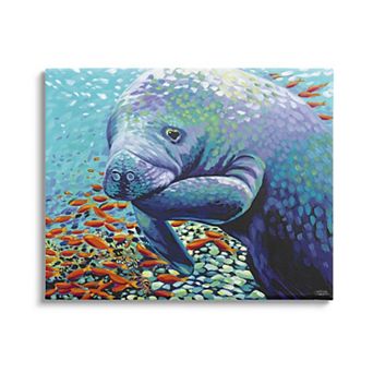 Stupell Home Decor Underwater Manatee Impressionist Canvas