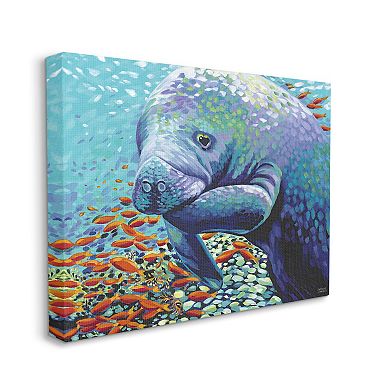Stupell Home Decor Underwater Manatee Impressionist Canvas