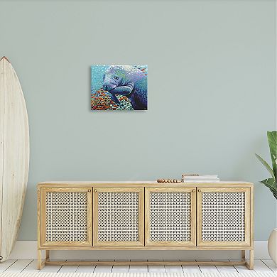 Stupell Home Decor Underwater Manatee Impressionist Canvas