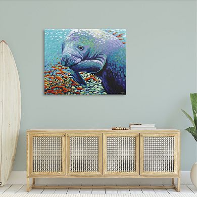 Stupell Home Decor Underwater Manatee Impressionist Canvas