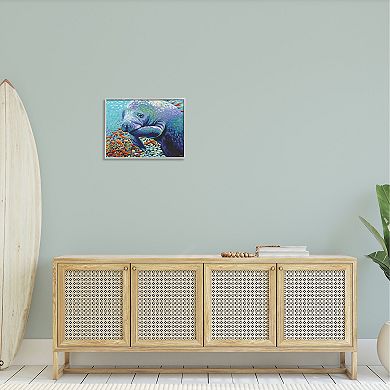Stupell Home Decor Underwater Manatee Impressionist Framed Wall Art