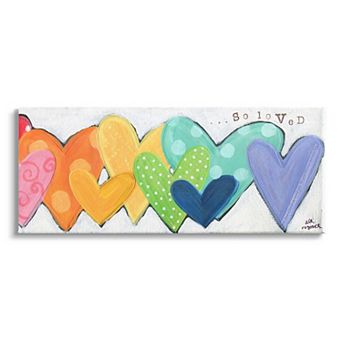 Stupell Home Decor Patterned Hearts So Loved Canvas Wall Art
