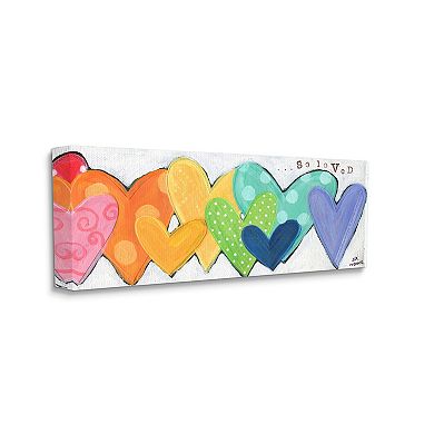 Stupell Home Decor Patterned Hearts So Loved Canvas Wall Art