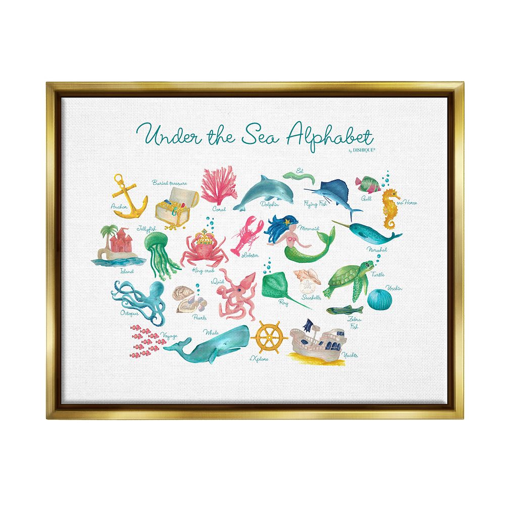 Stupell Home Decor Under Sea Alphabet Framed Wall Art