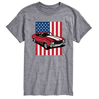 Men's Muscle Car American Flag Graphic Tee