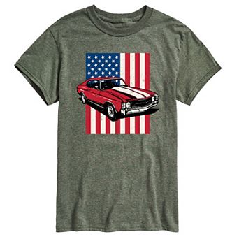 Men's Muscle Car American Flag Graphic Tee