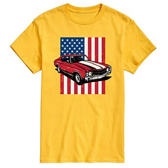 Men's Muscle Car American Flag Graphic Tee