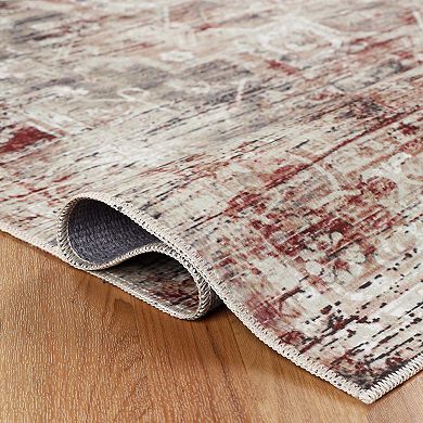 Superior Abstract Damask Medallion Washable Indoor Rug