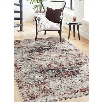 Superior Abstract Damask Medallion Washable Indoor Rug